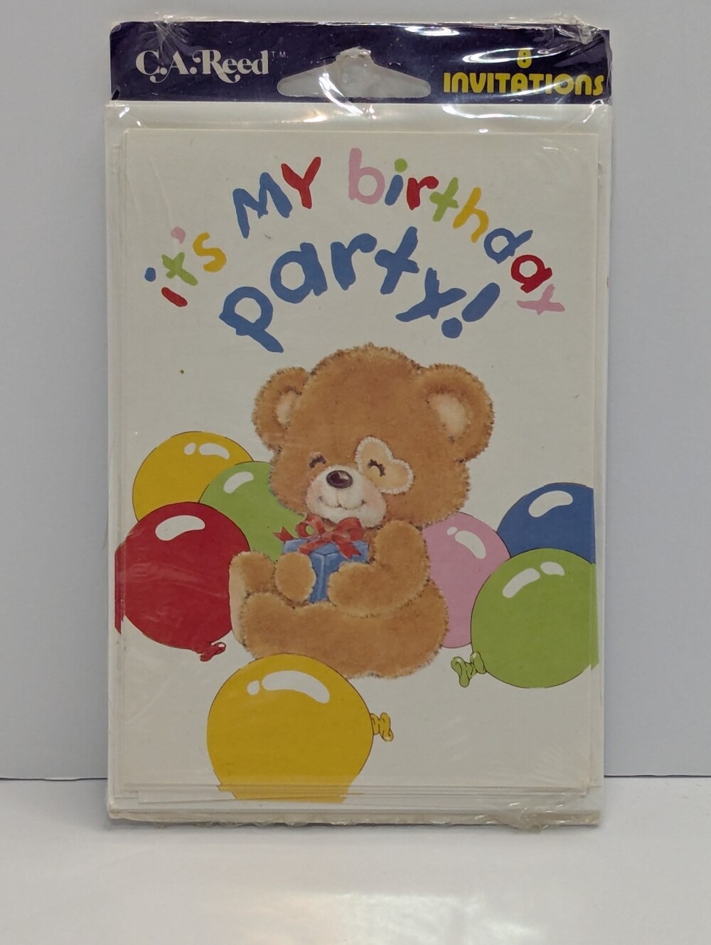 NOS Vintage C. A. Reed It's My Birthday Party 8 Cards Bear with Balloons